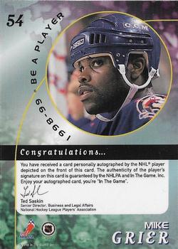 1998-99 Be a Player - Autographs #54 Mike Grier Back