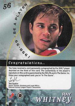1998-99 Be a Player - Autographs #56 Ray Whitney Back