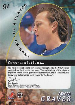 1998-99 Be a Player - Autographs #91 Adam Graves Back