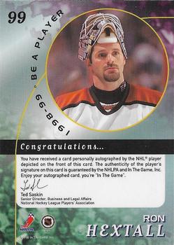 1998-99 Be a Player - Autographs #99 Ron Hextall Back