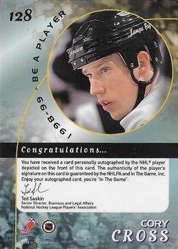 1998-99 Be a Player - Autographs #128 Cory Cross Back