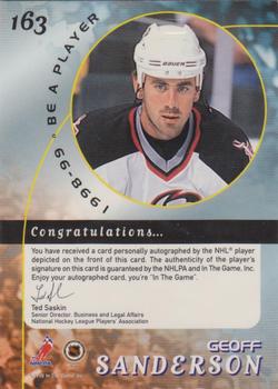 1998-99 Be a Player - Autographs #163 Geoff Sanderson Back
