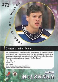1998-99 Be a Player - Autographs Gold #273 Jamie McLennan Back