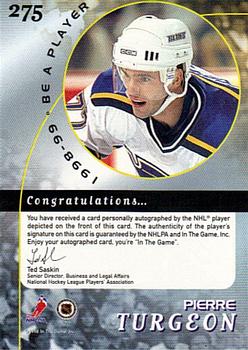 1998-99 Be a Player - Autographs Gold #275 Pierre Turgeon Back
