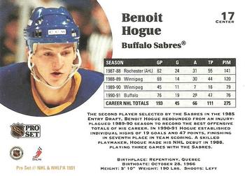 1991-92 Pro Set #17 Benoit Hogue Back