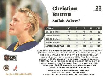 1991-92 Pro Set #22 Christian Ruuttu Back