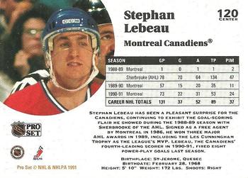 1991-92 Pro Set #120 Stephan Lebeau Back