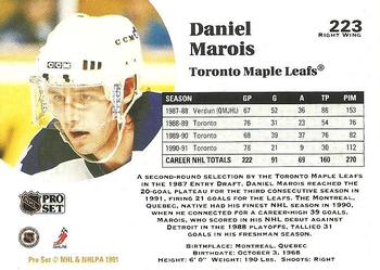 1991-92 Pro Set #223 Daniel Marois Back