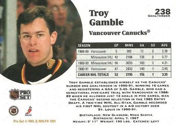1991-92 Pro Set #238 Troy Gamble Back