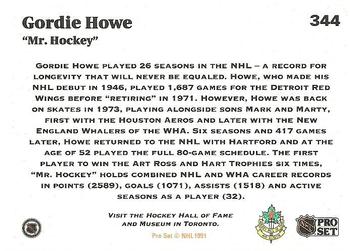 1991-92 Pro Set #344 Gordie Howe Back