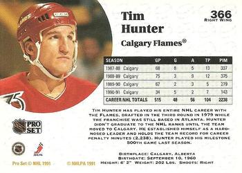 1991-92 Pro Set #366 Tim Hunter Back