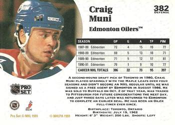 1991-92 Pro Set #382 Craig Muni Back