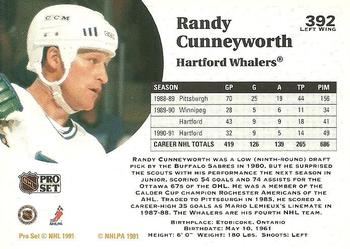 1991-92 Pro Set #392 Randy Cunneyworth Back