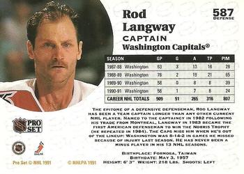 1991-92 Pro Set #587 Rod Langway Back