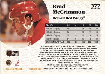 1991-92 Pro Set #377 Brad McCrimmon Back