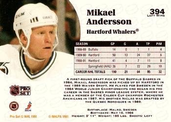1991-92 Pro Set #394 Mikael Andersson Back