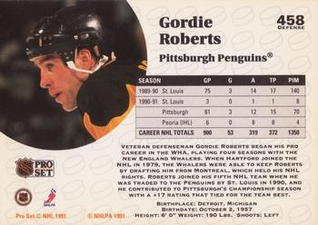 1991-92 Pro Set #458 Gordie Roberts Back