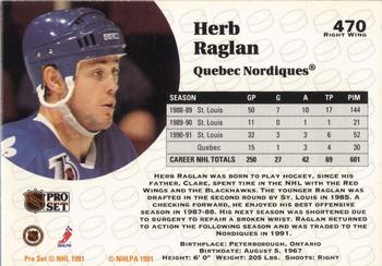 1991-92 Pro Set #470 Herb Raglan Back