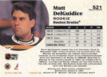 1991-92 Pro Set #521 Matt DelGuidice Back