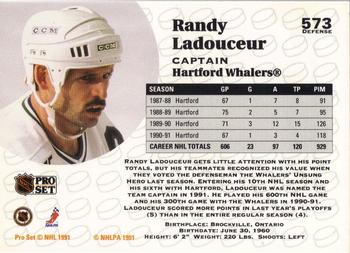 1991-92 Pro Set #573 Randy Ladouceur Back