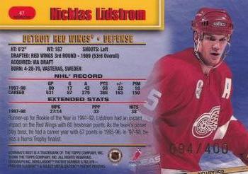 1998-99 Bowman's Best - Refractors #47 Nicklas Lidstrom Back