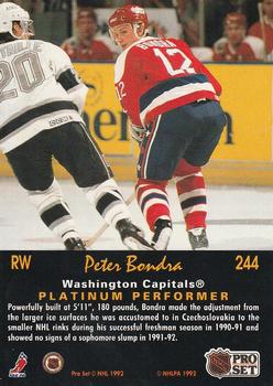 1991-92 Pro Set Platinum #244 Peter Bondra Back