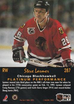 1991-92 Pro Set Platinum #287 Steve Larmer Back