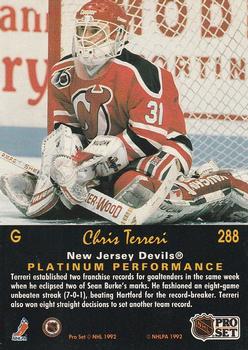 1991-92 Pro Set Platinum #288 Chris Terreri Back
