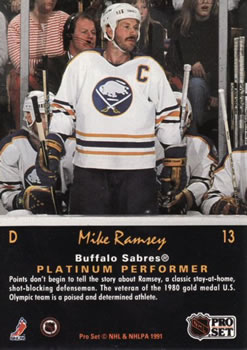 1991-92 Pro Set Platinum #13 Mike Ramsey Back