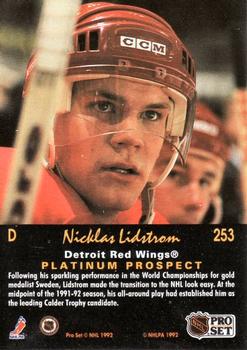 1991-92 Pro Set Platinum #253 Nicklas Lidstrom Back