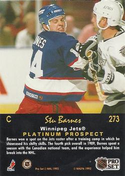 1991-92 Pro Set Platinum #273 Stu Barnes Back