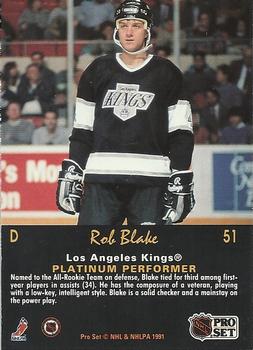 1991-92 Pro Set Platinum #51 Rob Blake Back