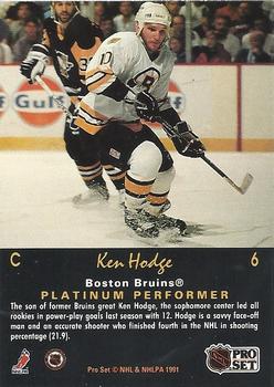 1991-92 Pro Set Platinum #6 Ken Hodge Back