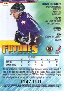1998-99 Finest - Futures Finest Refractors #F10 Alex Tanguay Back