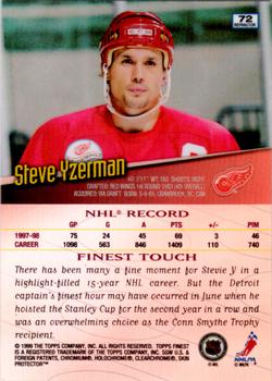 1998-99 Finest - No Protectors Refractors #72 Steve Yzerman Back