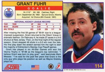 1991-92 Score American #114 Grant Fuhr Back