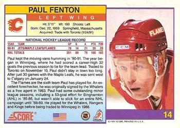 1991-92 Score American #14 Paul Fenton Back