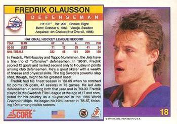 1991-92 Score American #18 Fredrik Olausson Back