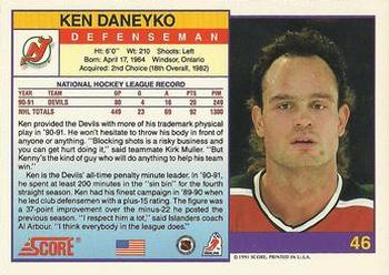 1991-92 Score American #46 Ken Daneyko Back