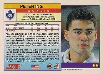 1991-92 Score American #55 Peter Ing Back
