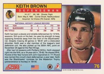 1991-92 Score American #76 Keith Brown Back