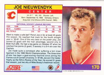1991-92 Score American #170 Joe Nieuwendyk Back