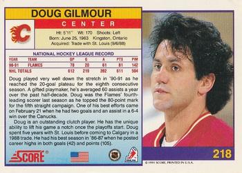 1991-92 Score American #218 Doug Gilmour Back