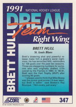 1991-92 Score American #347 Brett Hull Back
