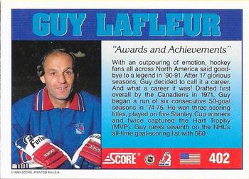 1991-92 Score American #402 Guy Lafleur Back