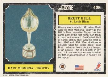 1991-92 Score American #428 Brett Hull Back