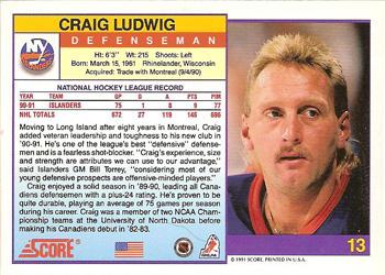 1991-92 Score American #13 Craig Ludwig Back