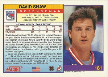 1991-92 Score American #161 David Shaw Back