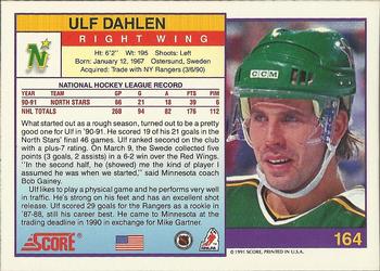 1991-92 Score American #164 Ulf Dahlen Back
