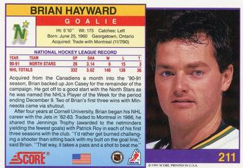 1991-92 Score American #211 Brian Hayward Back